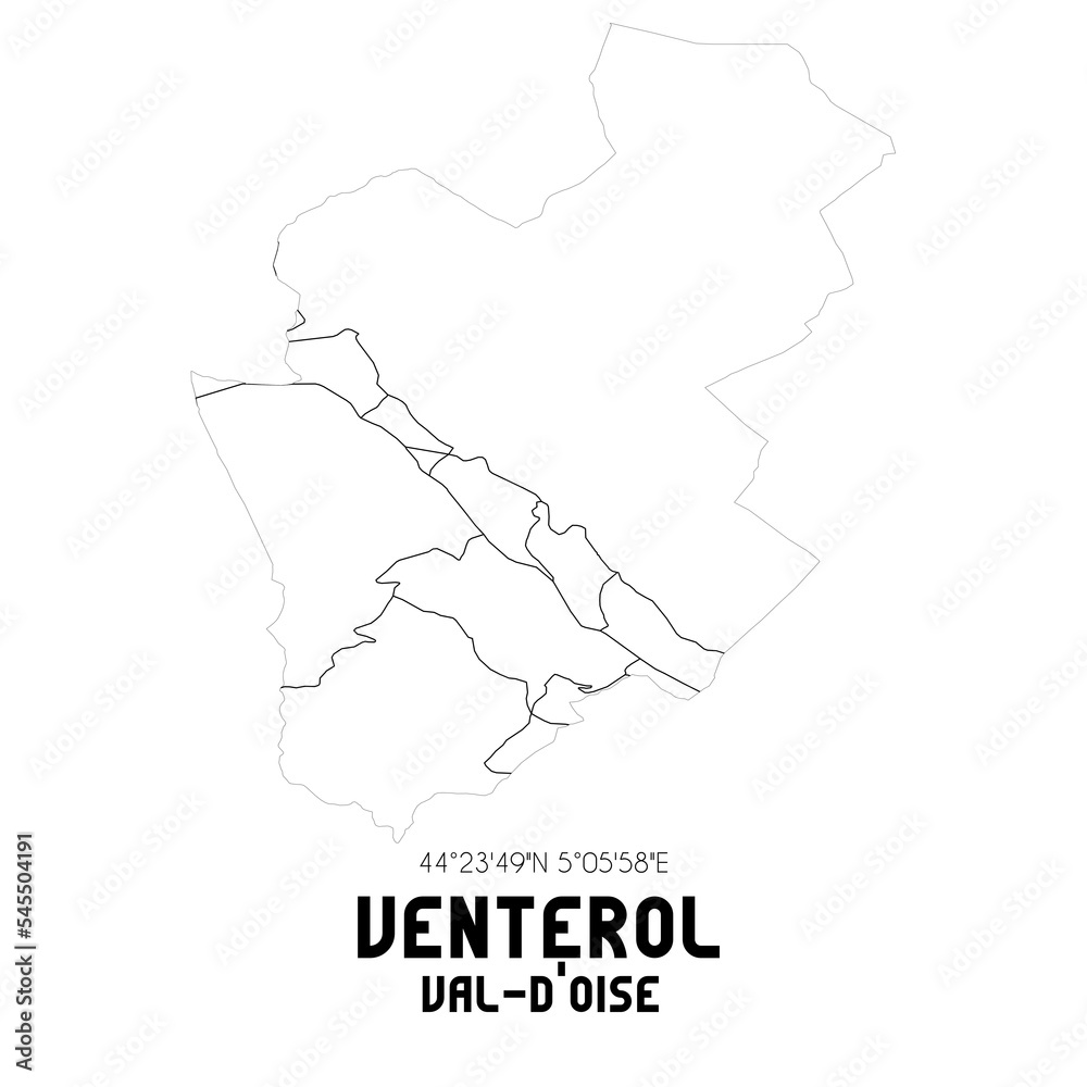VENTEROL Val-d'Oise. Minimalistic street map with black and white lines.