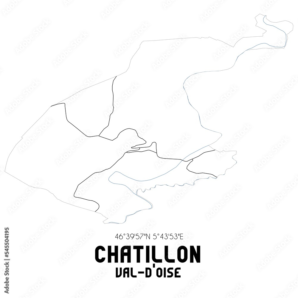 CHATILLON Val-d'Oise. Minimalistic street map with black and white lines.