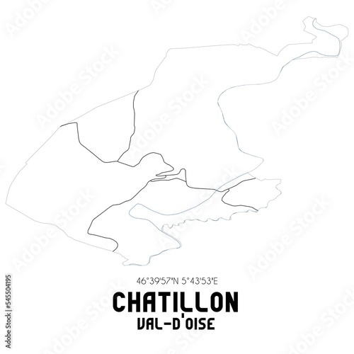 CHATILLON Val-d Oise. Minimalistic street map with black and white lines.