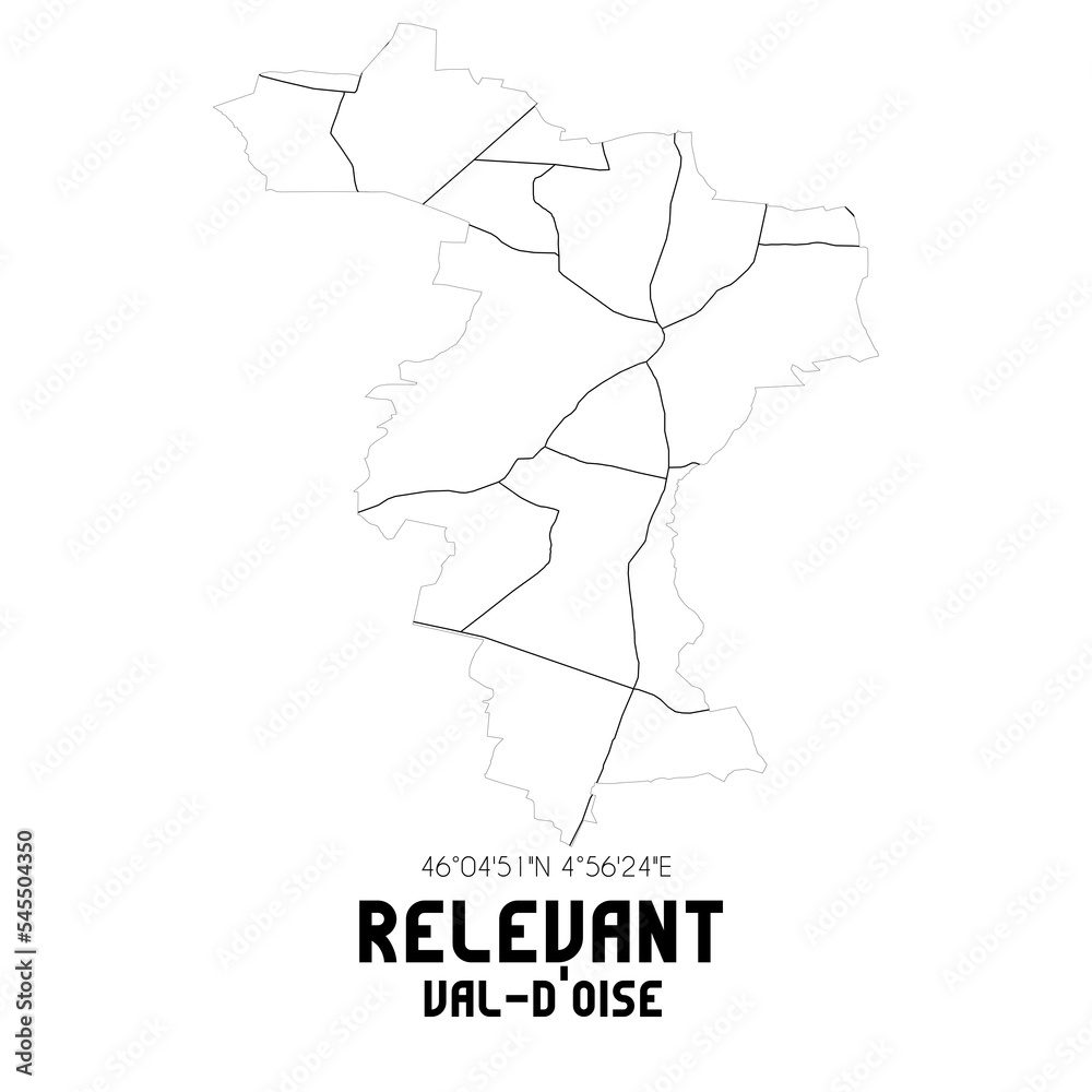 RELEVANT Val-d'Oise. Minimalistic street map with black and white lines. RELEVANT Val-d'Oise. Minimalistic street map with black and white lines.