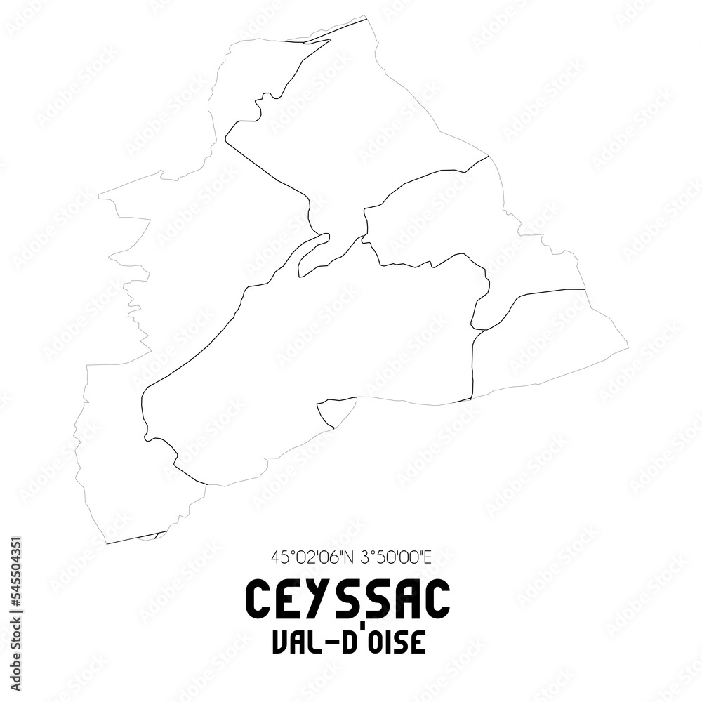 CEYSSAC Val-d'Oise. Minimalistic street map with black and white lines.