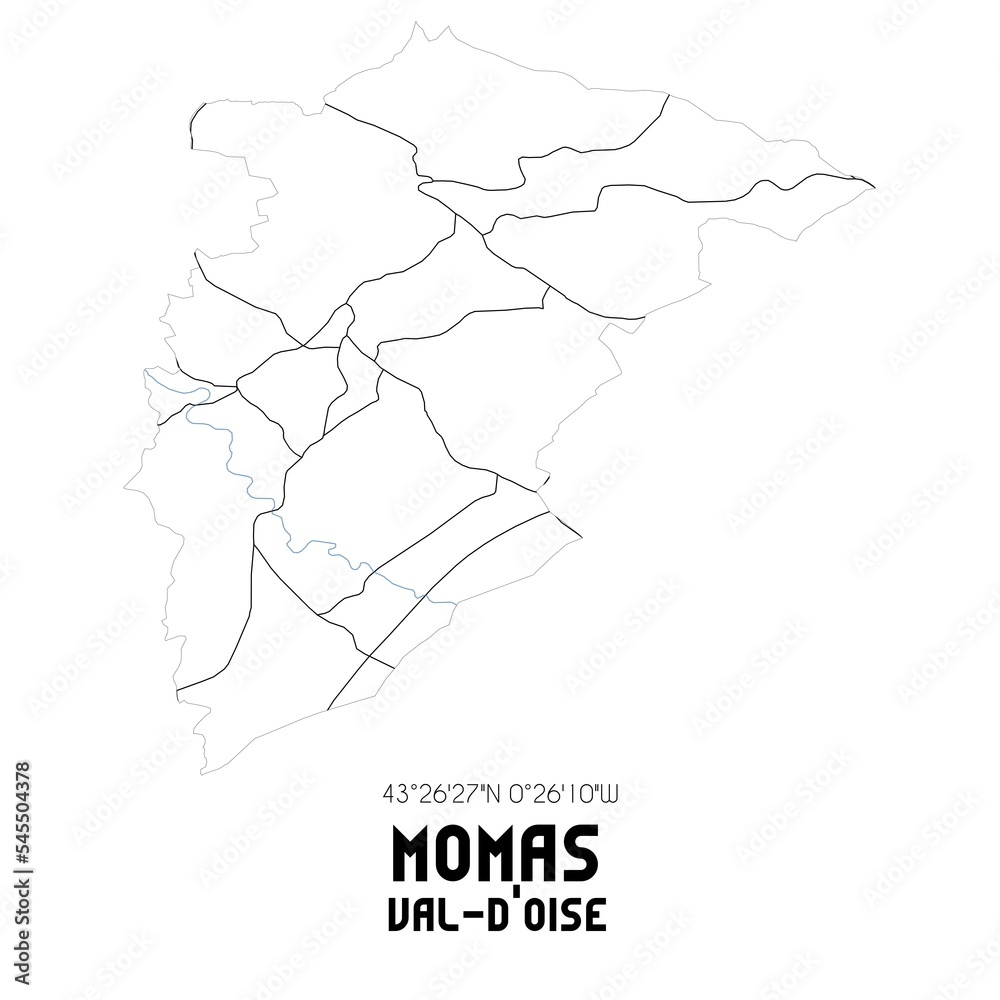 MOMAS Val-d'Oise. Minimalistic street map with black and white lines.