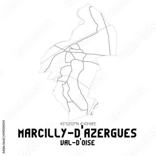 MARCILLY-D'AZERGUES Val-d'Oise. Minimalistic street map with black and white lines.