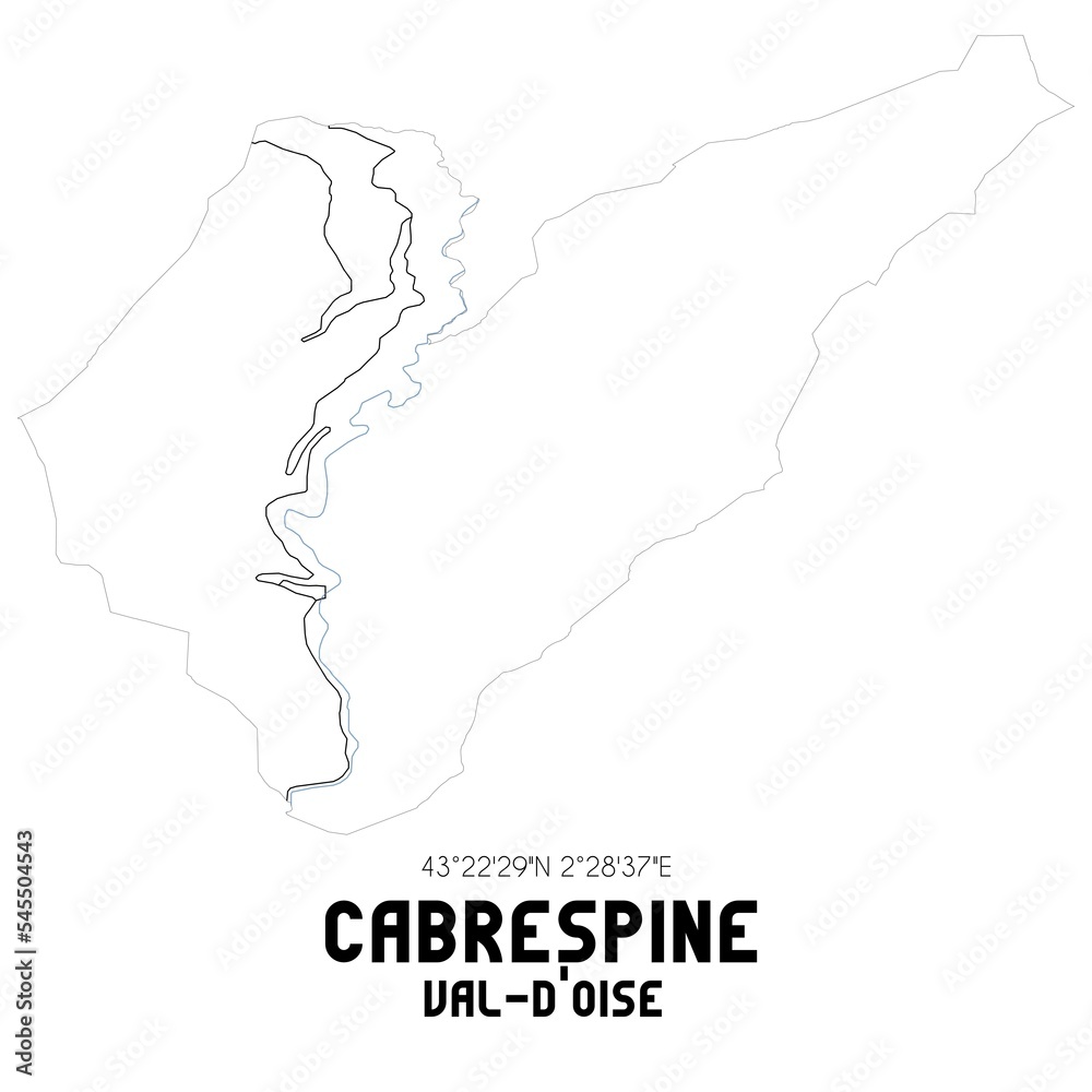 CABRESPINE Val-d'Oise. Minimalistic street map with black and white lines.