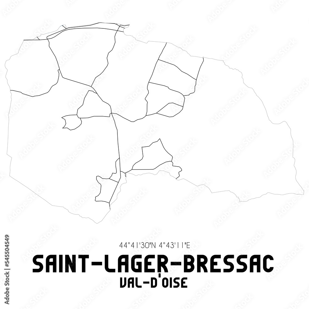 SAINT-LAGER-BRESSAC Val-d'Oise. Minimalistic street map with black and white lines.