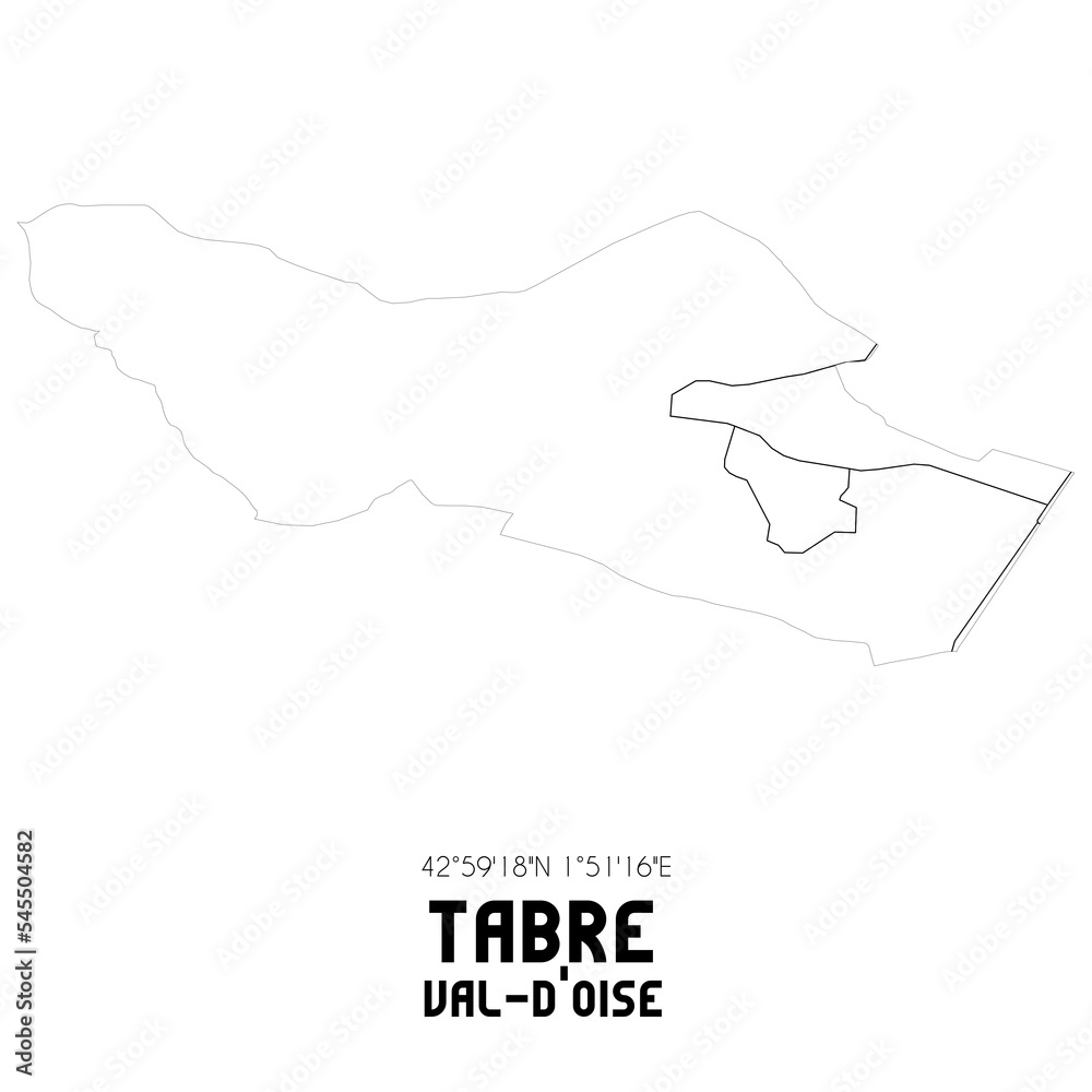 TABRE Val-d'Oise. Minimalistic street map with black and white lines. TABRE Val-d'Oise. Minimalistic street map with black and white lines.