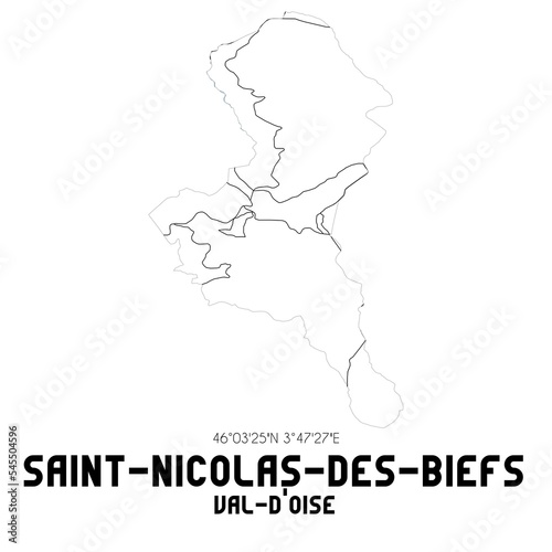 SAINT-NICOLAS-DES-BIEFS Val-d'Oise. Minimalistic street map with black and white lines.