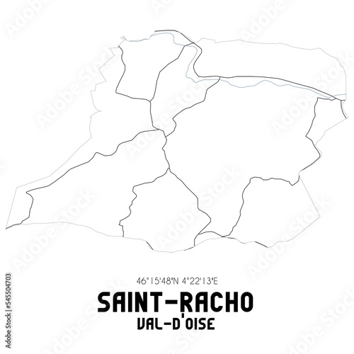 SAINT-RACHO Val-d'Oise. Minimalistic street map with black and white lines.