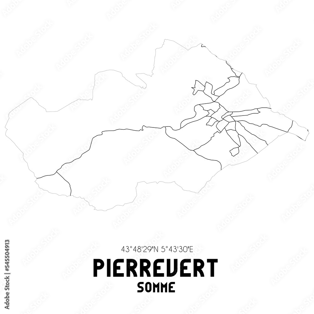 PIERREVERT Somme. Minimalistic street map with black and white lines.