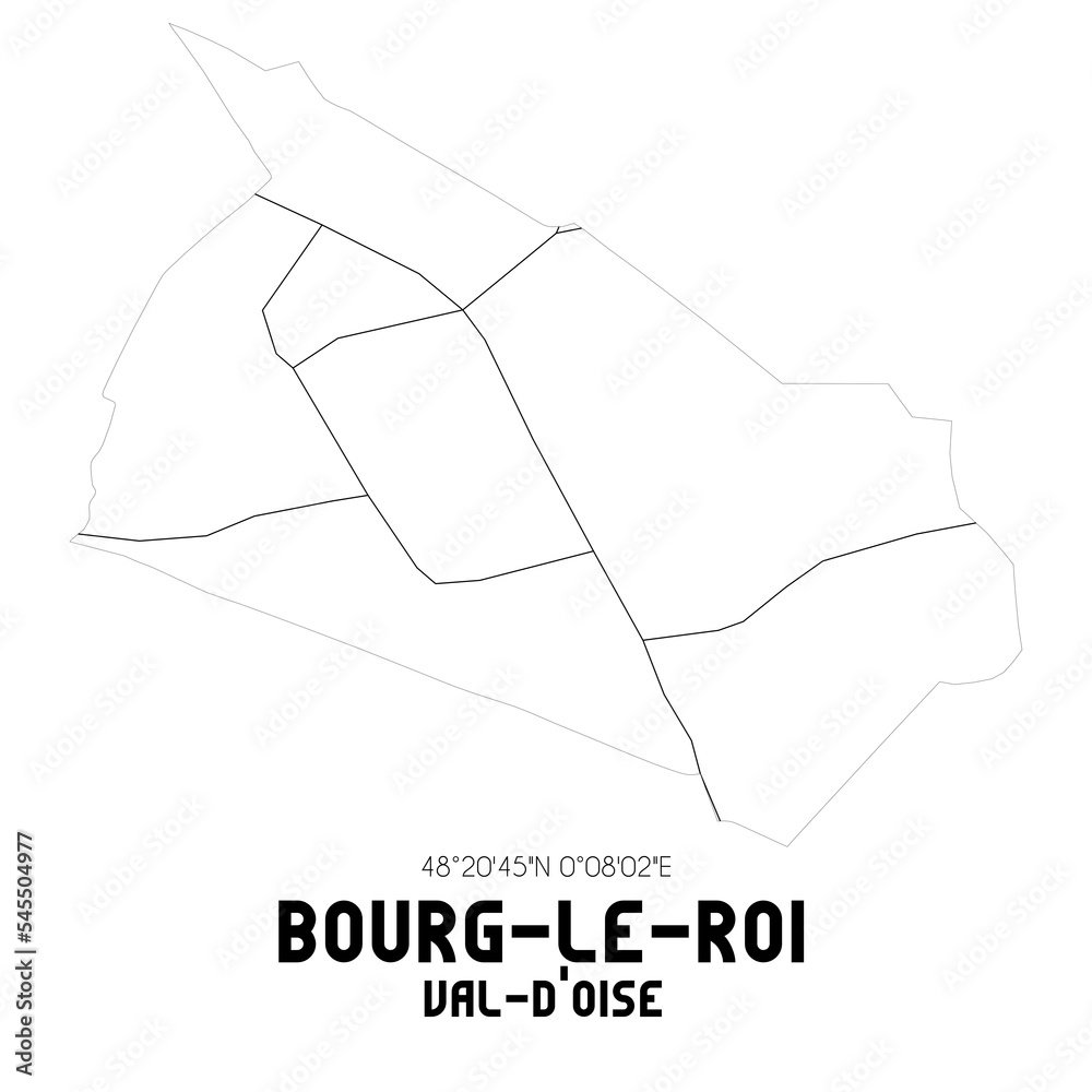 BOURG-LE-ROI Val-d'Oise. Minimalistic street map with black and white lines.