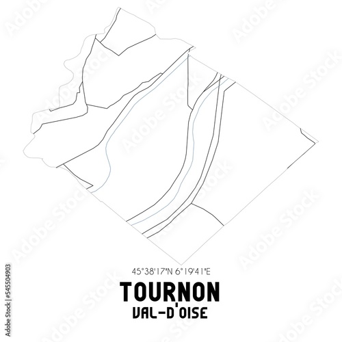 TOURNON Val-d'Oise. Minimalistic street map with black and white lines.