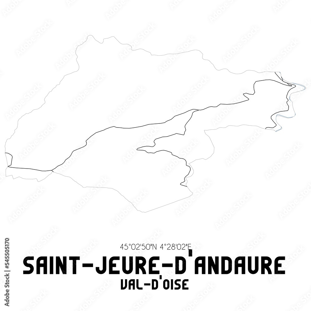 SAINT-JEURE-D'ANDAURE Val-d'Oise. Minimalistic street map with black and white lines.