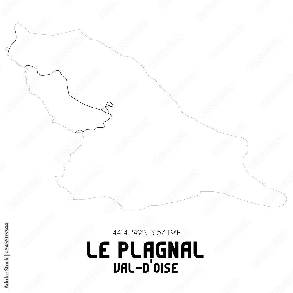 LE PLAGNAL Val-d'Oise. Minimalistic street map with black and white lines.