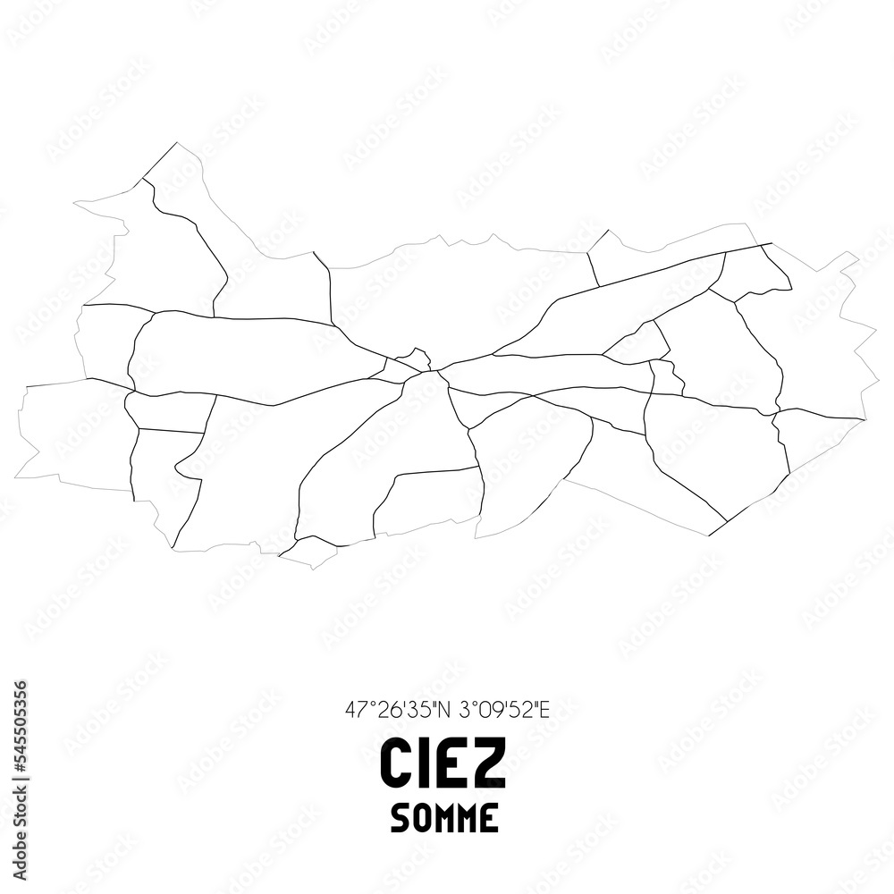 CIEZ Somme. Minimalistic street map with black and white lines. CIEZ Somme. Minimalistic street map with black and white lines.