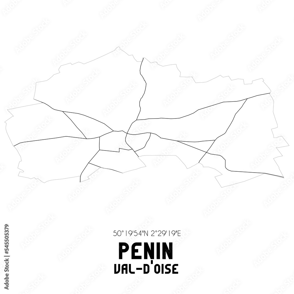 PENIN Val-d'Oise. Minimalistic street map with black and white lines. PENIN Val-d'Oise. Minimalistic street map with black and white lines.
