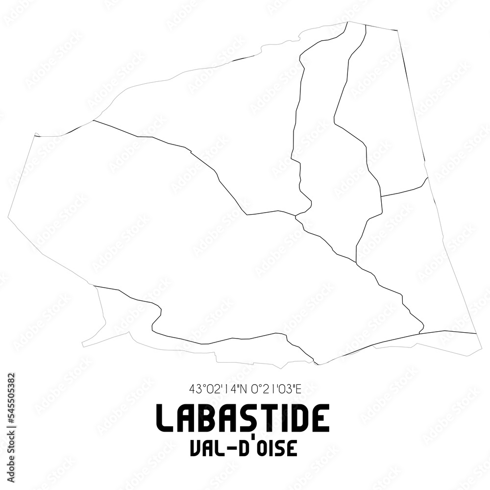 LABASTIDE Val-d'Oise. Minimalistic street map with black and white lines.