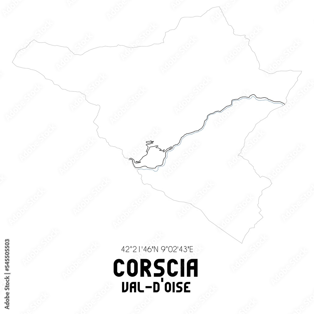 CORSCIA Val-d'Oise. Minimalistic street map with black and white lines.