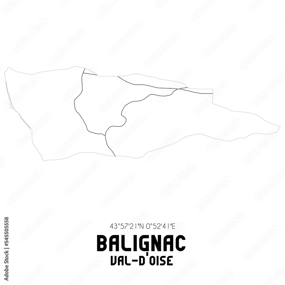 BALIGNAC Val-d'Oise. Minimalistic street map with black and white lines.