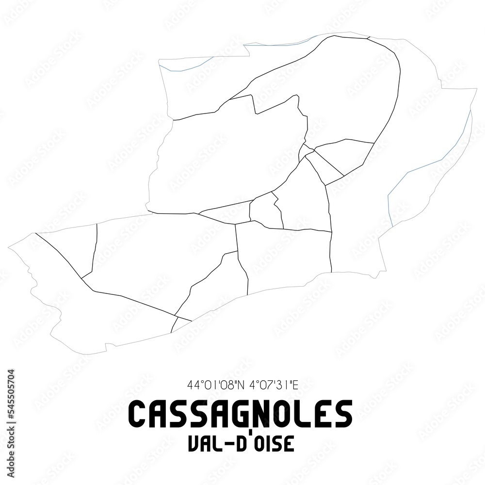 CASSAGNOLES Val-d'Oise. Minimalistic street map with black and white lines.