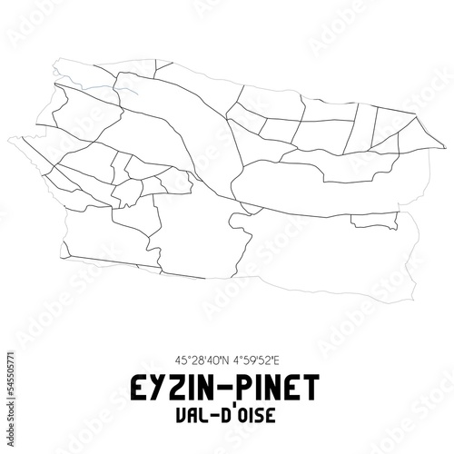 EYZIN-PINET Val-d'Oise. Minimalistic street map with black and white lines.