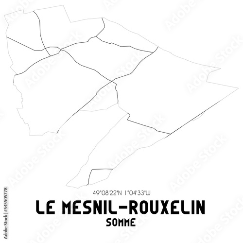 LE MESNIL-ROUXELIN Somme. Minimalistic street map with black and white lines.