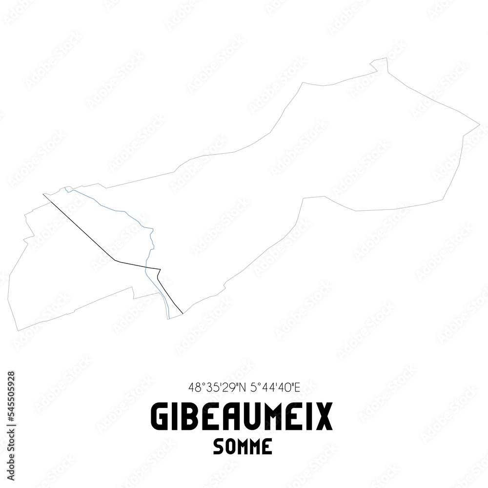 GIBEAUMEIX Somme. Minimalistic street map with black and white lines. GIBEAUMEIX Somme. Minimalistic street map with black and white lines.