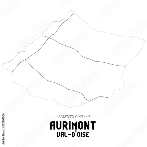 AURIMONT Val-d'Oise. Minimalistic street map with black and white lines.