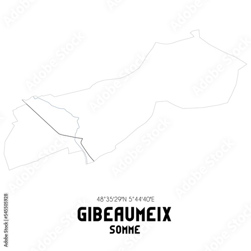 GIBEAUMEIX Somme. Minimalistic street map with black and white lines.