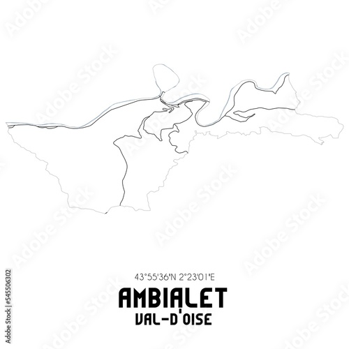 AMBIALET Val-d'Oise. Minimalistic street map with black and white lines. photo
