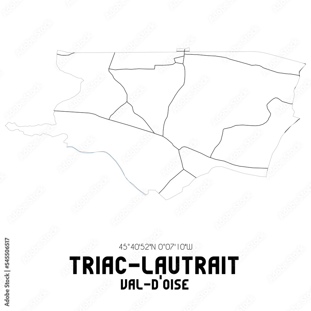 TRIAC-LAUTRAIT Val-d'Oise. Minimalistic street map with black and white lines.