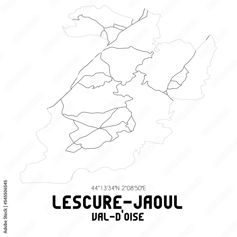 LESCURE-JAOUL Val-d'Oise. Minimalistic street map with black and white lines.
