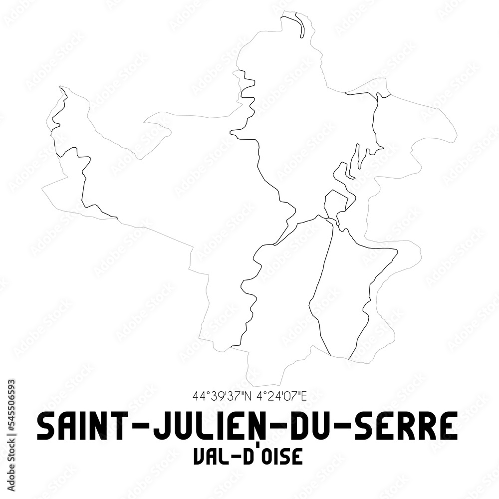 SAINT-JULIEN-DU-SERRE Val-d'Oise. Minimalistic street map with black and white lines.