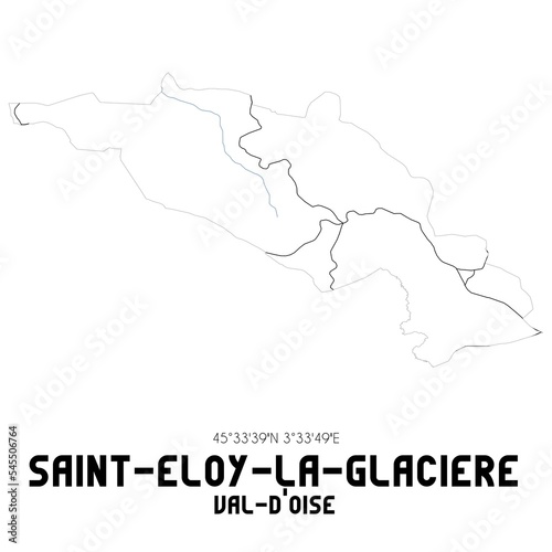 SAINT-ELOY-LA-GLACIERE Val-d Oise. Minimalistic street map with black and white lines.
