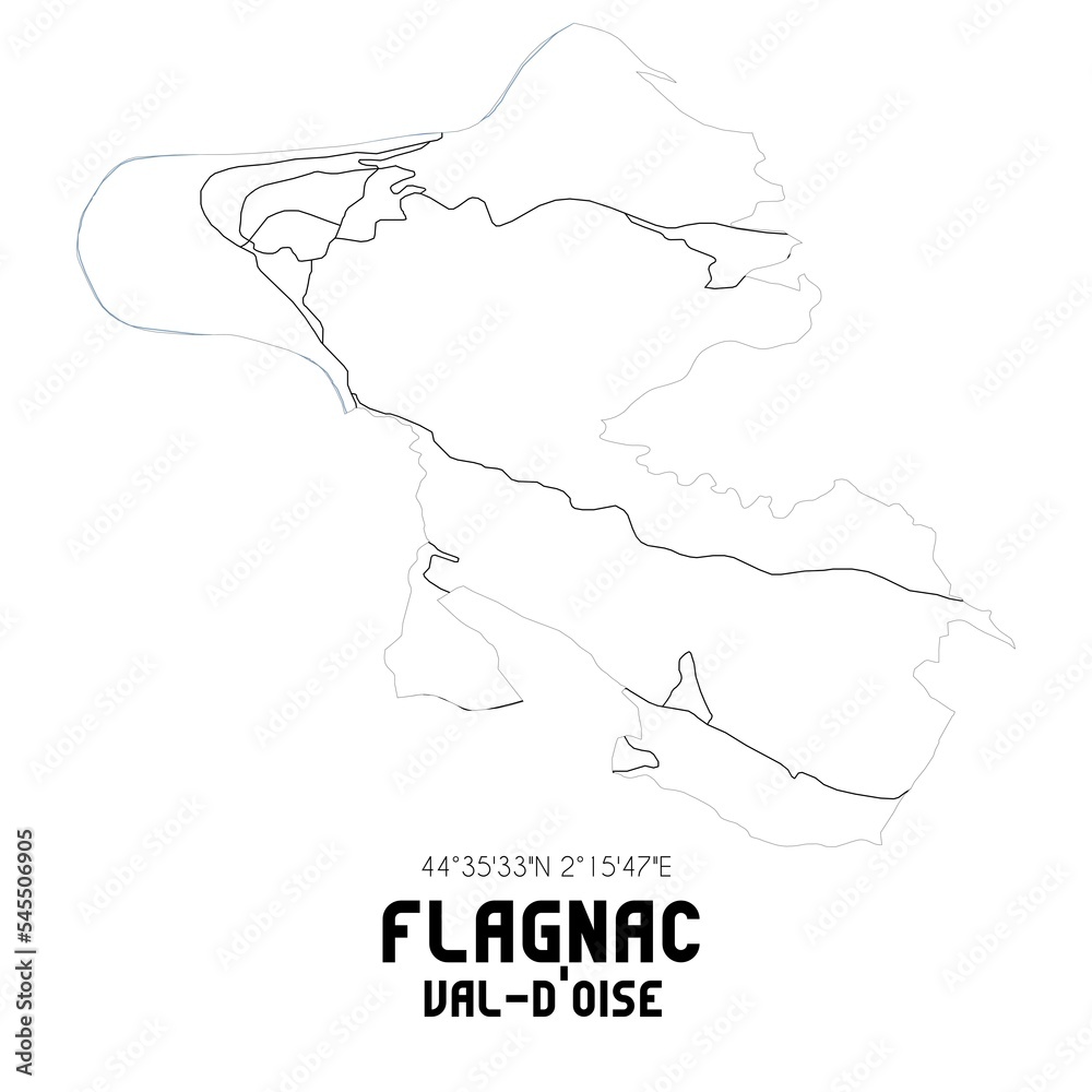 FLAGNAC Val-d'Oise. Minimalistic street map with black and white lines.