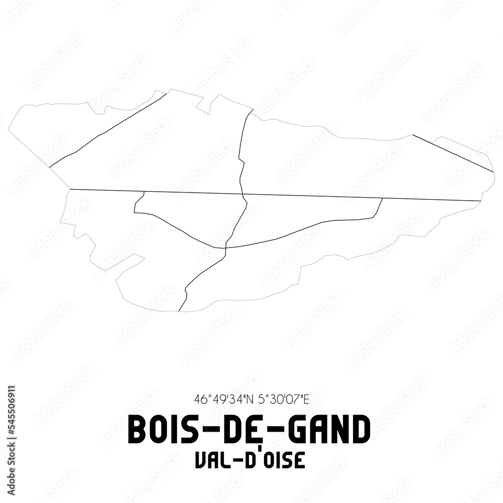 BOIS-DE-GAND Val-d'Oise. Minimalistic street map with black and white lines. BOIS-DE-GAND Val-d'Oise. Minimalistic street map with black and white lines.