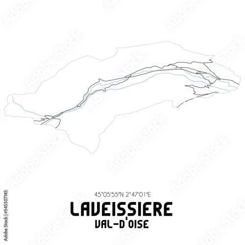 LAVEISSIERE Val-d'Oise. Minimalistic street map with black and white lines. photo