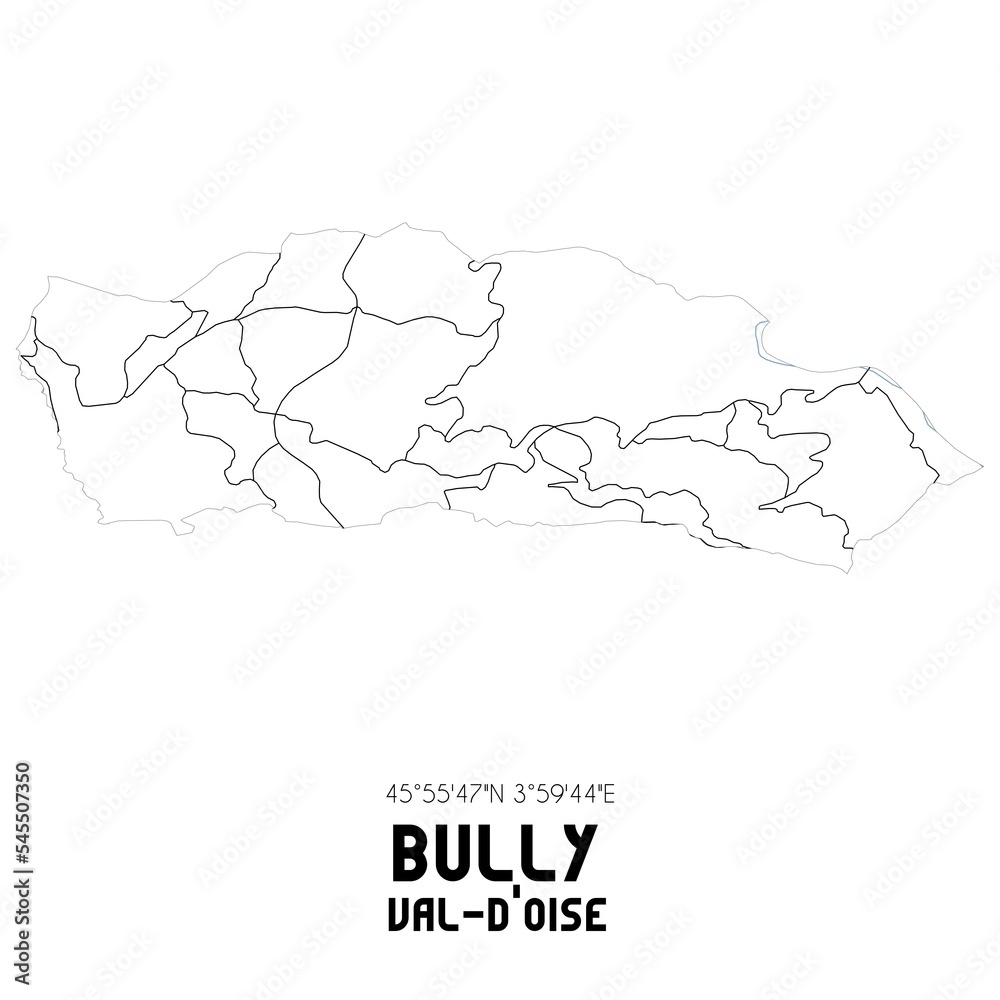 BULLY Val-d'Oise. Minimalistic street map with black and white lines.
