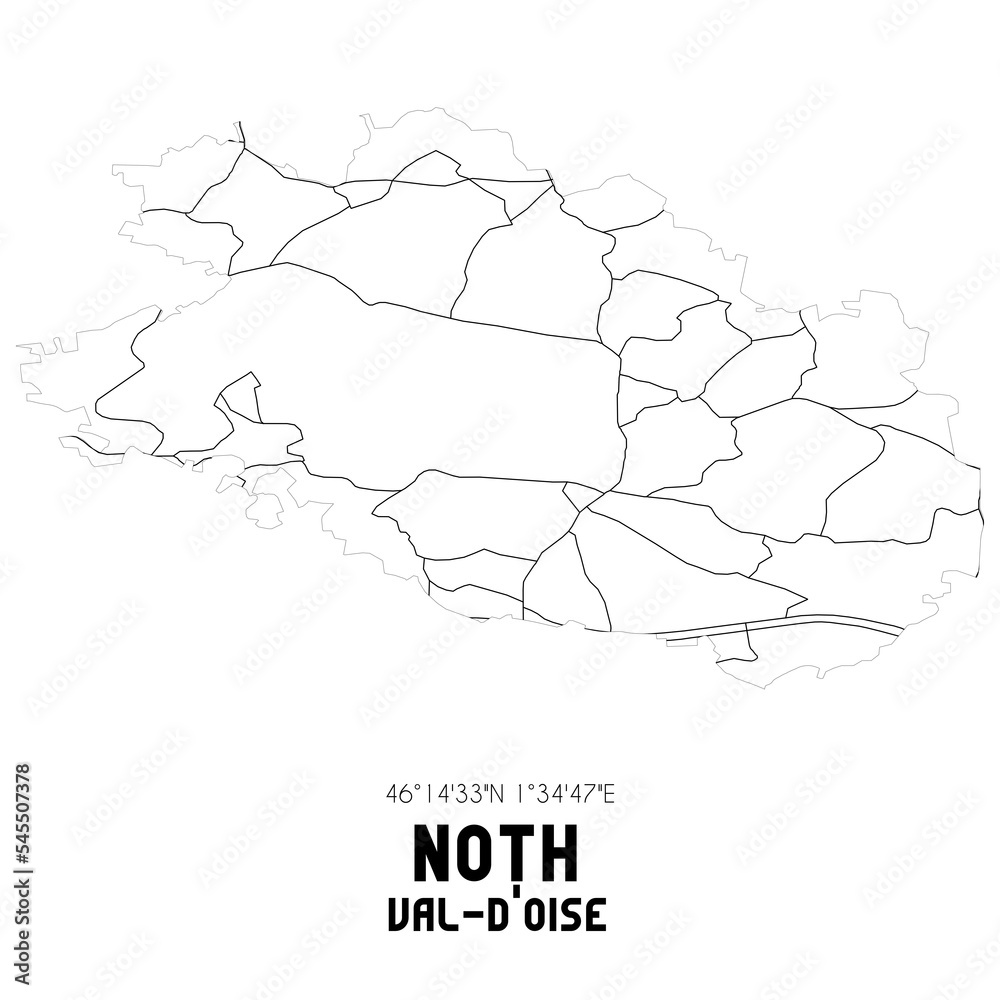 NOTH Val-d'Oise. Minimalistic street map with black and white lines.
