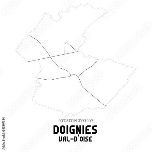 DOIGNIES Val-d'Oise. Minimalistic street map with black and white lines.