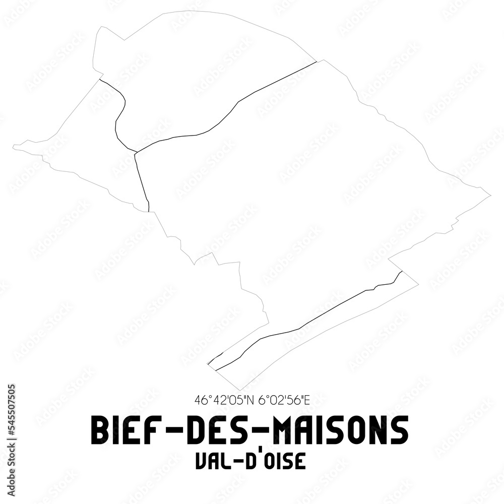 BIEF-DES-MAISONS Val-d'Oise. Minimalistic street map with black and white lines.