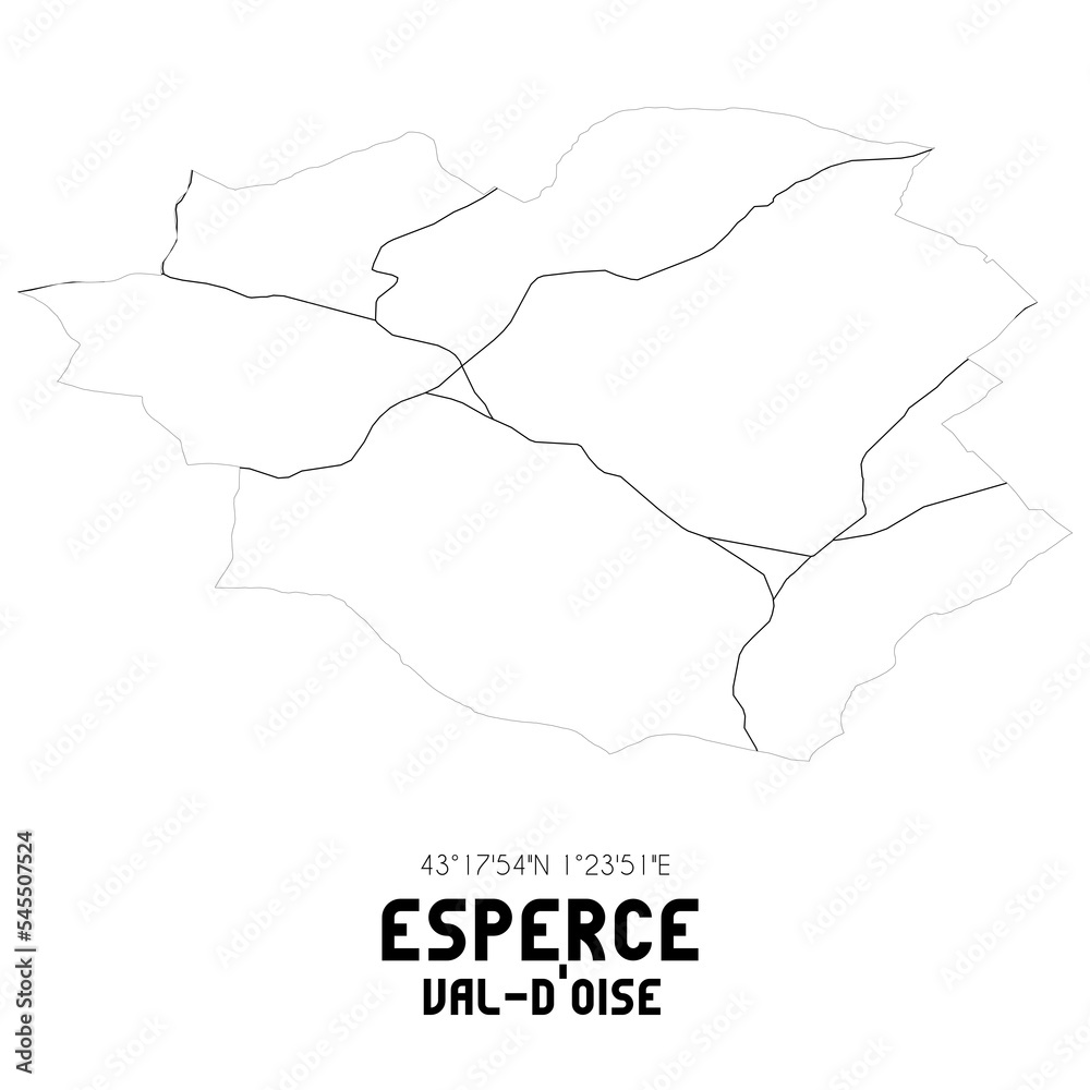 ESPERCE Val-d'Oise. Minimalistic street map with black and white lines.