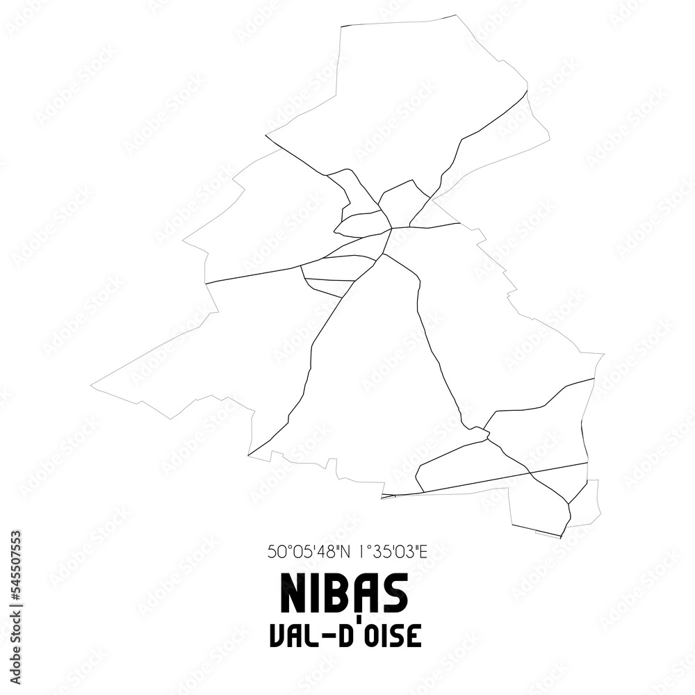 NIBAS Val-d'Oise. Minimalistic street map with black and white lines. NIBAS Val-d'Oise. Minimalistic street map with black and white lines.