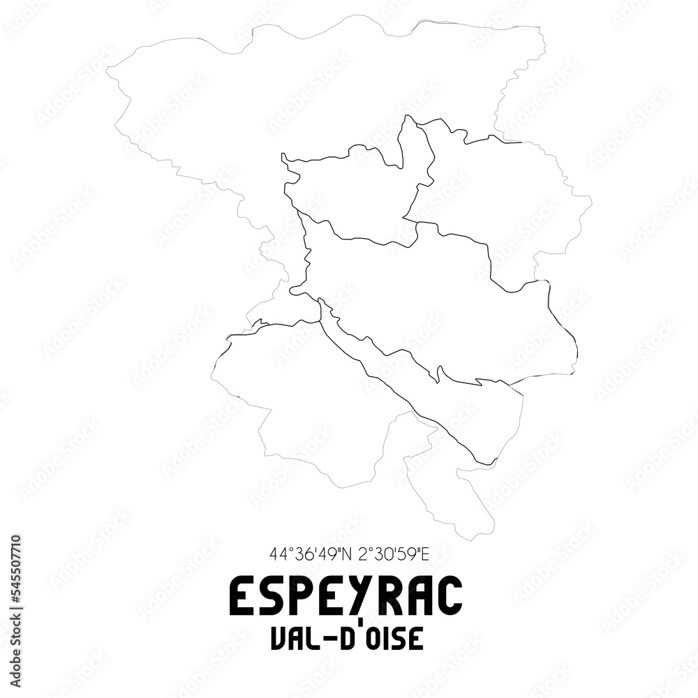 ESPEYRAC Val-d'Oise. Minimalistic street map with black and white lines.