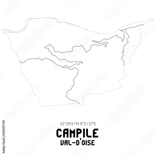 CAMPILE Val-d Oise. Minimalistic street map with black and white lines.