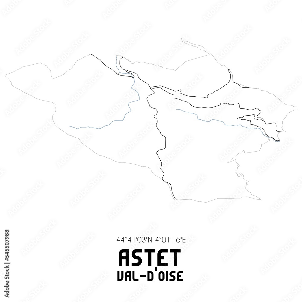 ASTET Val-d'Oise. Minimalistic street map with black and white lines.