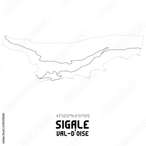 SIGALE Val-d'Oise. Minimalistic street map with black and white lines. photo