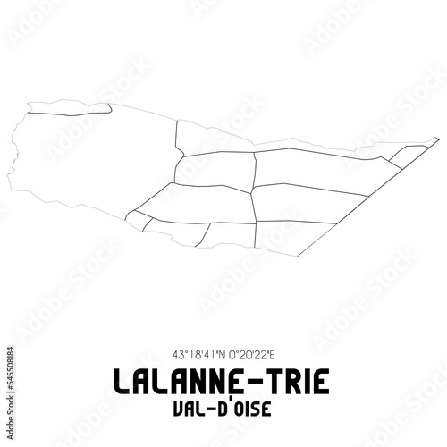 LALANNE-TRIE Val-d'Oise. Minimalistic street map with black and white lines.