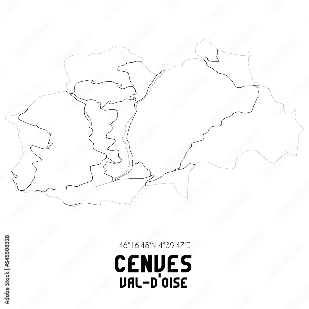 CENVES Val-d'Oise. Minimalistic street map with black and white lines.