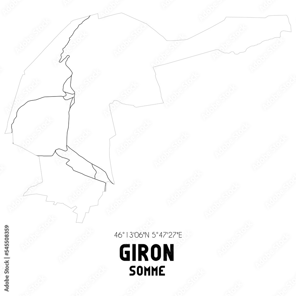 GIRON Somme. Minimalistic street map with black and white lines. GIRON Somme. Minimalistic street map with black and white lines.