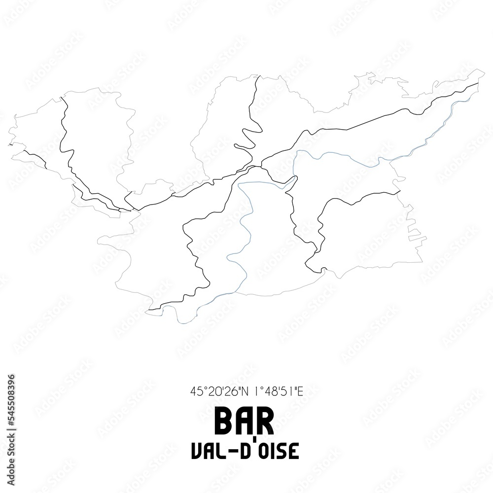 BAR Val-d'Oise. Minimalistic street map with black and white lines. BAR Val-d'Oise. Minimalistic street map with black and white lines.